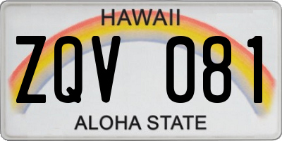 HI license plate ZQV081