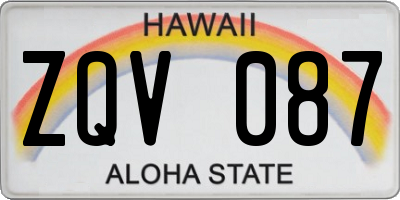 HI license plate ZQV087