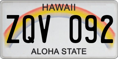 HI license plate ZQV092