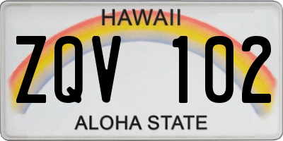 HI license plate ZQV102
