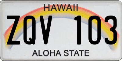 HI license plate ZQV103