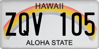HI license plate ZQV105