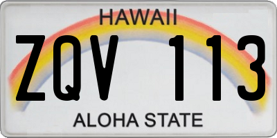 HI license plate ZQV113