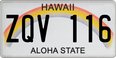 HI license plate ZQV116