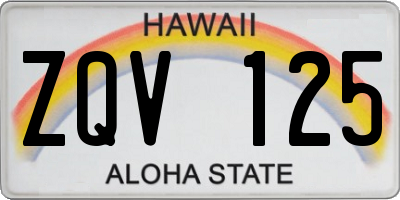 HI license plate ZQV125