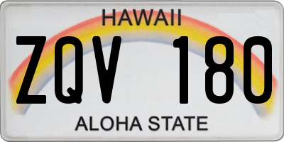 HI license plate ZQV180
