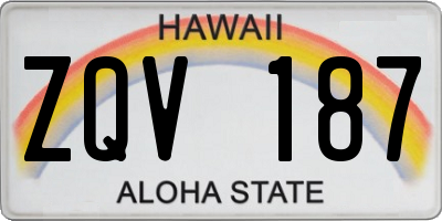HI license plate ZQV187