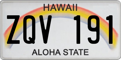 HI license plate ZQV191