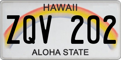 HI license plate ZQV202