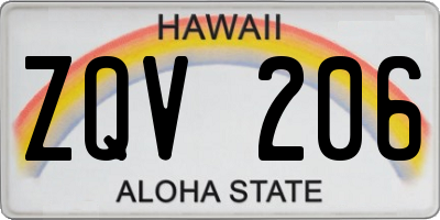 HI license plate ZQV206