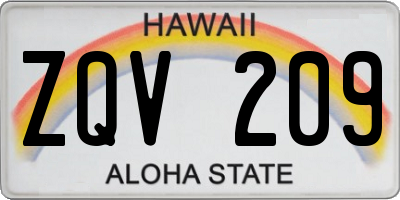 HI license plate ZQV209