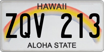 HI license plate ZQV213