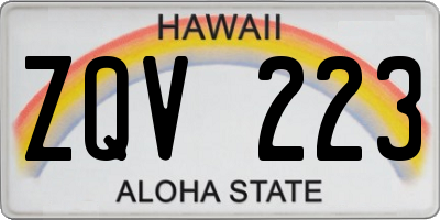 HI license plate ZQV223