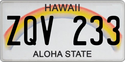HI license plate ZQV233