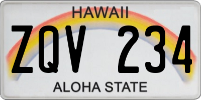HI license plate ZQV234