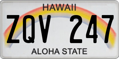 HI license plate ZQV247