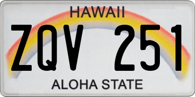 HI license plate ZQV251