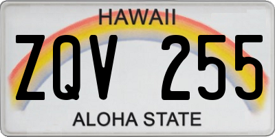 HI license plate ZQV255