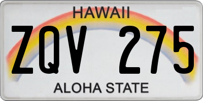 HI license plate ZQV275