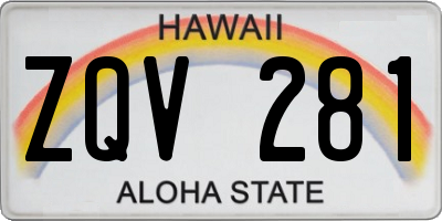 HI license plate ZQV281