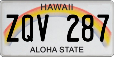 HI license plate ZQV287