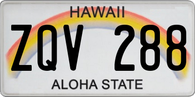 HI license plate ZQV288