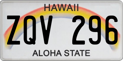 HI license plate ZQV296