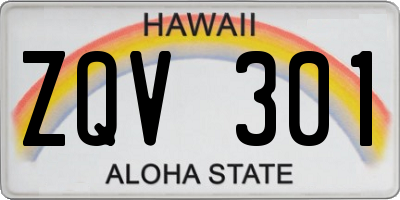 HI license plate ZQV301