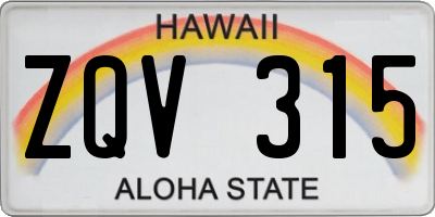 HI license plate ZQV315
