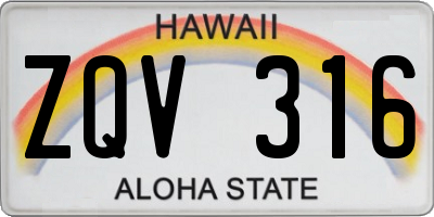 HI license plate ZQV316