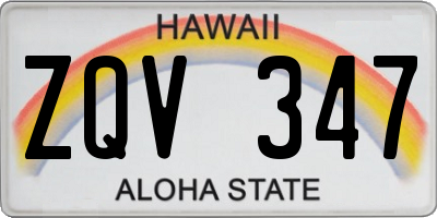 HI license plate ZQV347