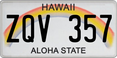 HI license plate ZQV357