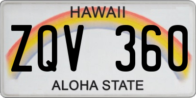 HI license plate ZQV360