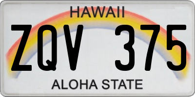 HI license plate ZQV375