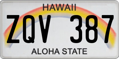 HI license plate ZQV387
