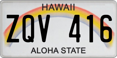 HI license plate ZQV416