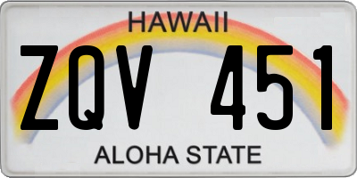 HI license plate ZQV451