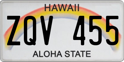 HI license plate ZQV455