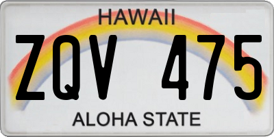 HI license plate ZQV475
