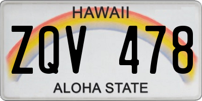 HI license plate ZQV478