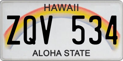 HI license plate ZQV534