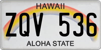 HI license plate ZQV536