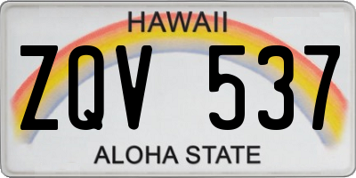 HI license plate ZQV537