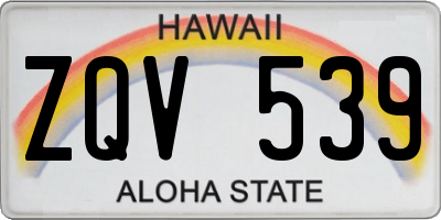 HI license plate ZQV539