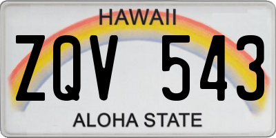 HI license plate ZQV543