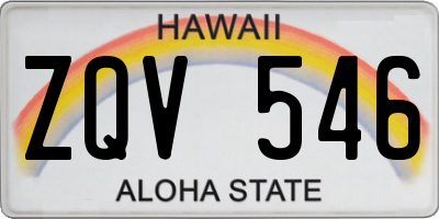 HI license plate ZQV546