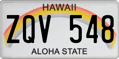 HI license plate ZQV548