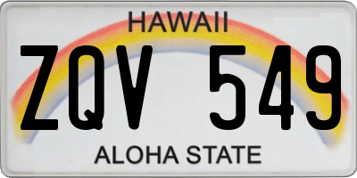 HI license plate ZQV549