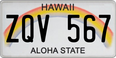 HI license plate ZQV567