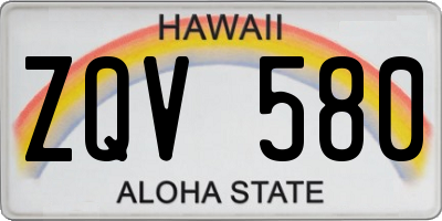 HI license plate ZQV580